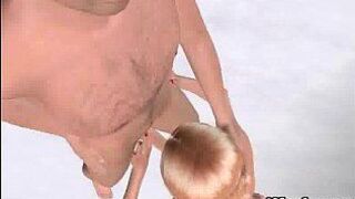 This sexy 3D blonde babe with big tits is riding a big cock porn video